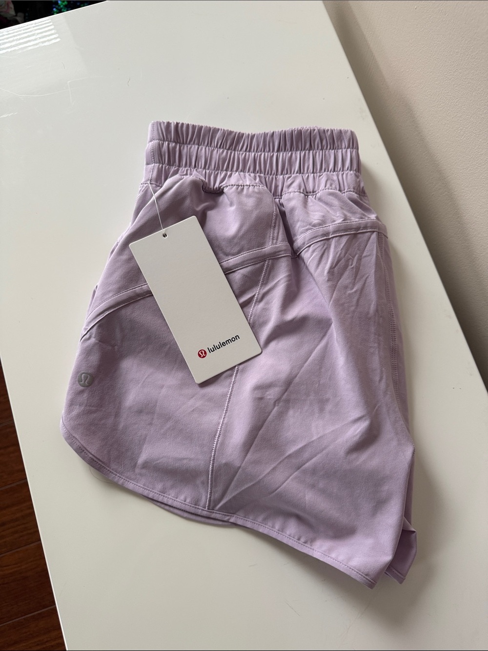 Lululemon size 12 Track that shorts high rise 3” lined lilac play NWT
